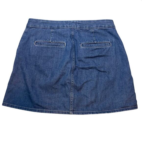 J.Crew Button Front Denim Mini Skirt Blue Gold Crest Buttons Size 4 NWOT - Picture 6 of 8